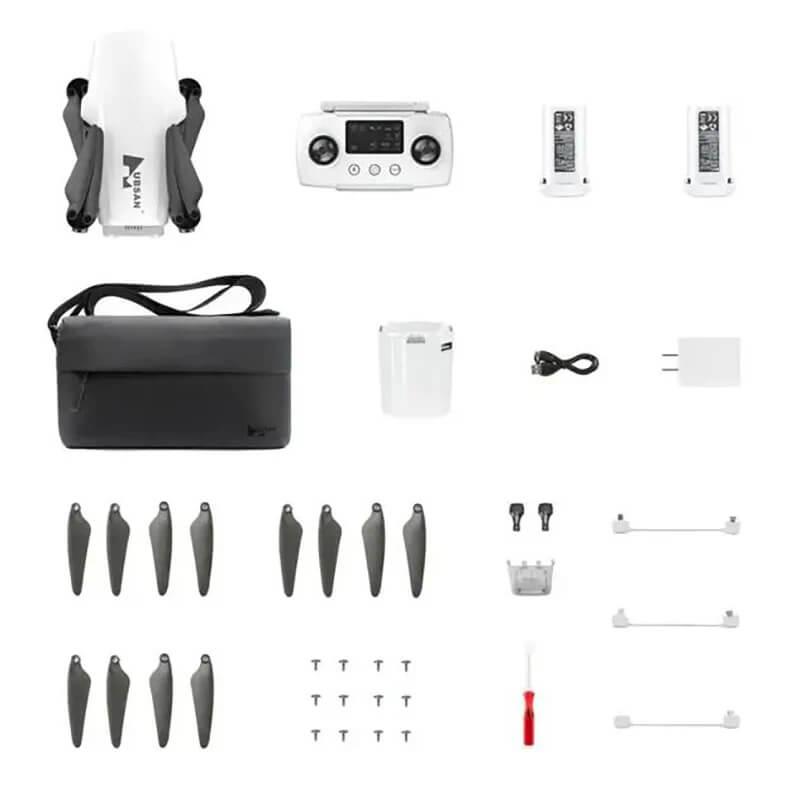 Full Hubsan Mini 4K GPS drone package with accessories and carrying case