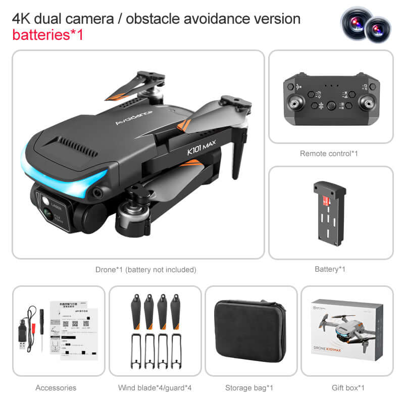 Complete K101MAX drone set in opened carry case