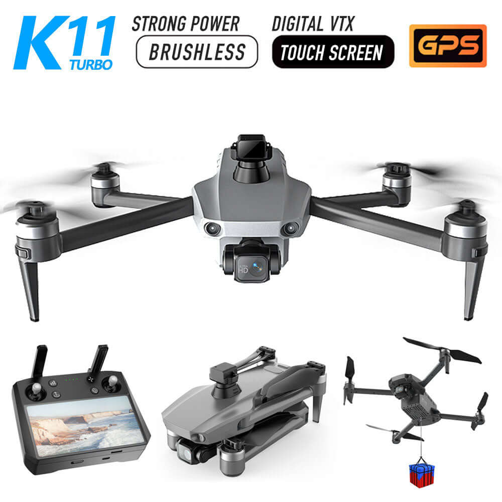 Front view of touch screen remote for K11 Turbo Drone