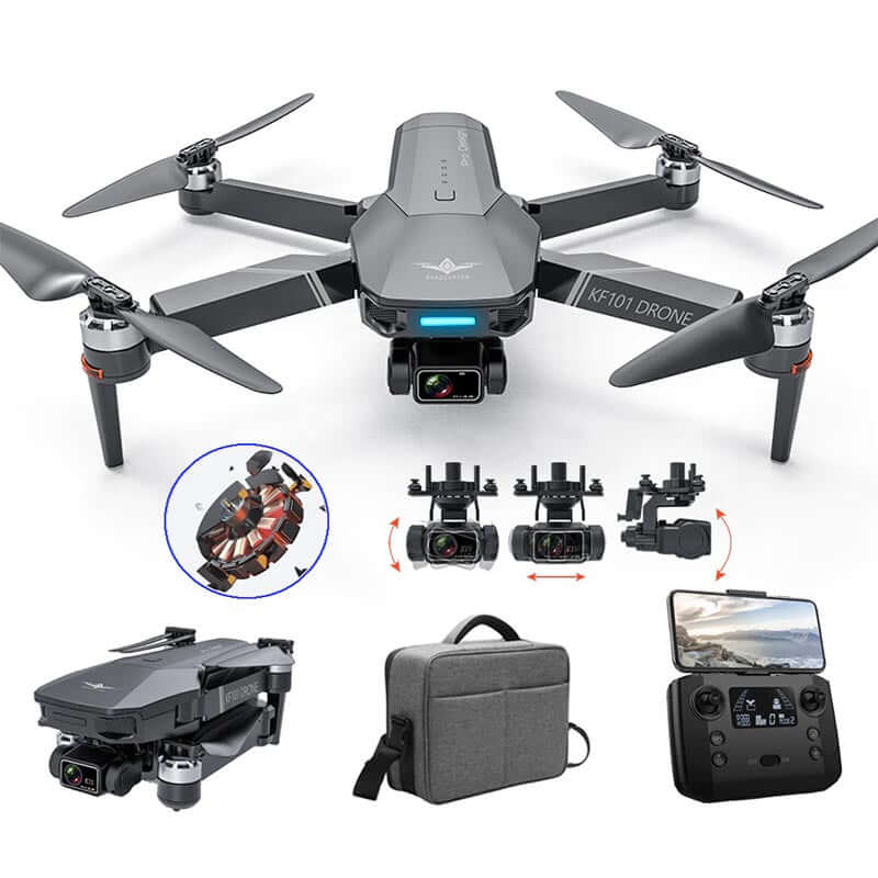 KF101 GPS drone in flight showing front-facing 4K camera