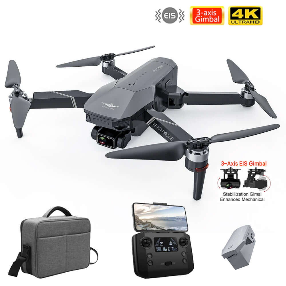 Folded KF101 drone in palm to show compact size