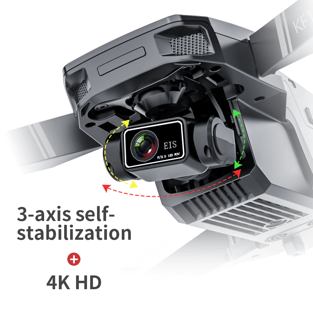 KF101 drone hovering outdoors with clear sky background