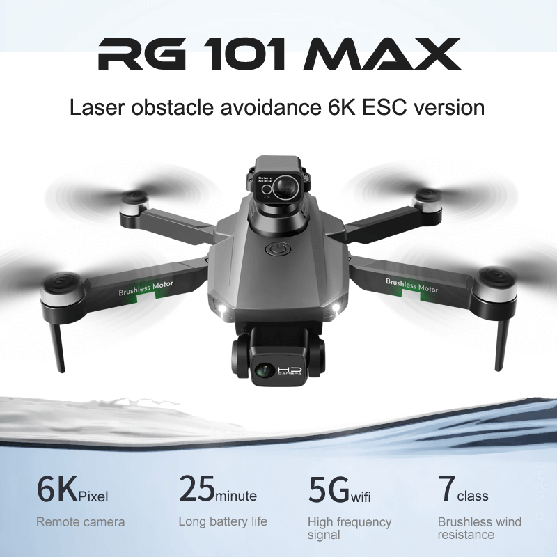 Top angle shot of RG101 MAX foldable quadcopter