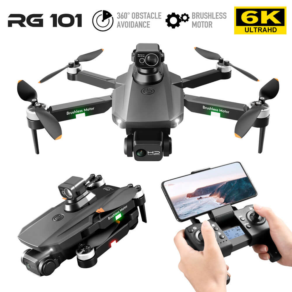 Foldable RG101 MAX drone with 4K dual cameras