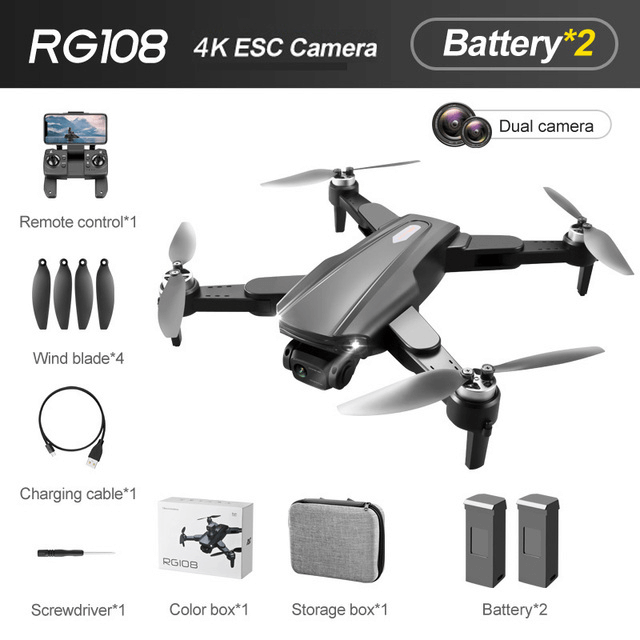 Close-up of dual 4K cameras on RG108 MAX drone