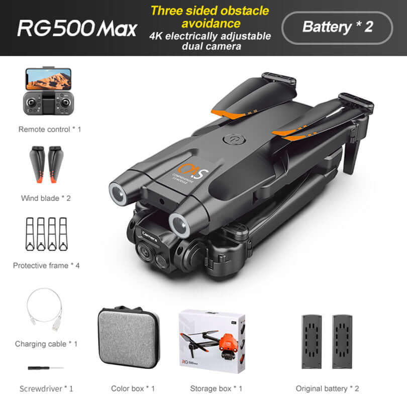 Front view of RG500 MAX drone in flight