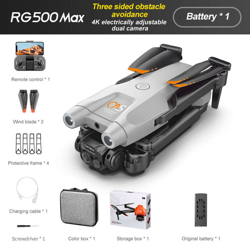 Three-sided obstacle avoidance sensors on RG500 MAX GPS drone