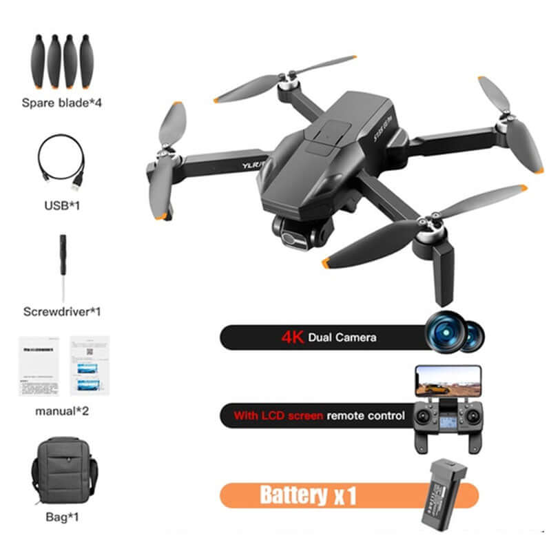 Top-down view of drone showing foldable arms