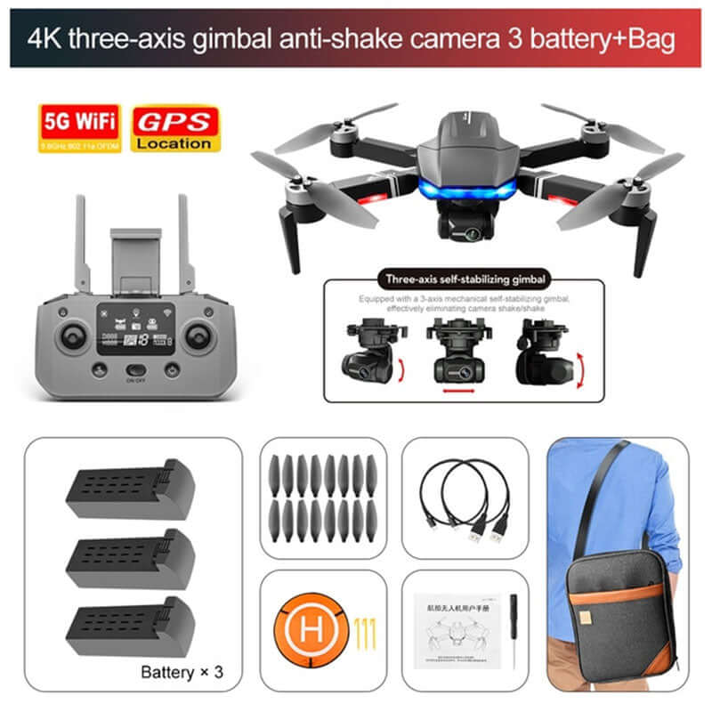 Side view of 3-axis gimbal on S7S drone in flight