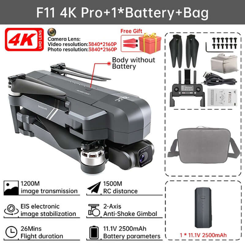 Folded SJRC F11S 4K GPS drone with compact design