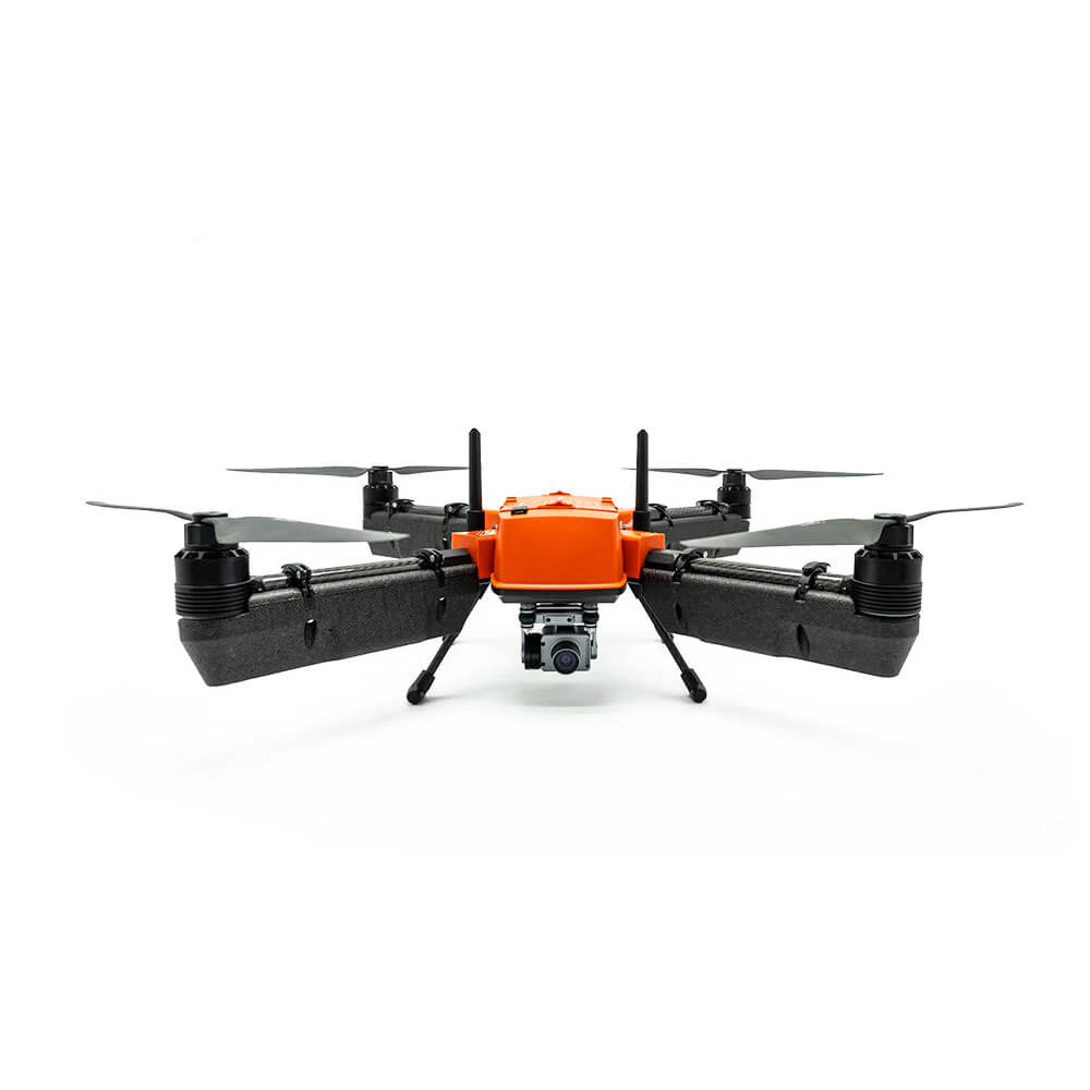 Waterproof SwellPro fishing drone floating on water surface