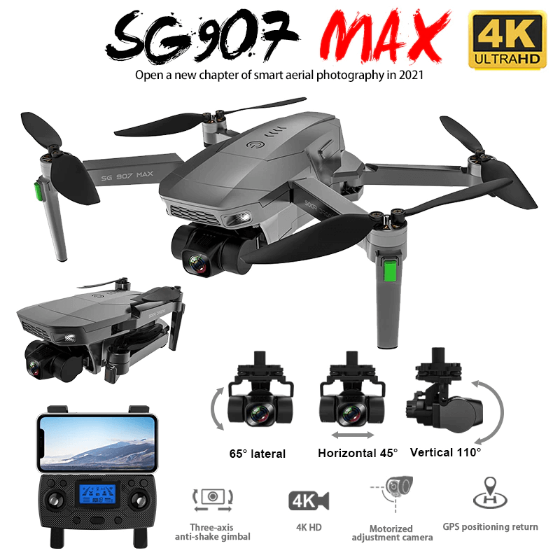Front view of ZLL SG907 Max 4K drone with foldable arms