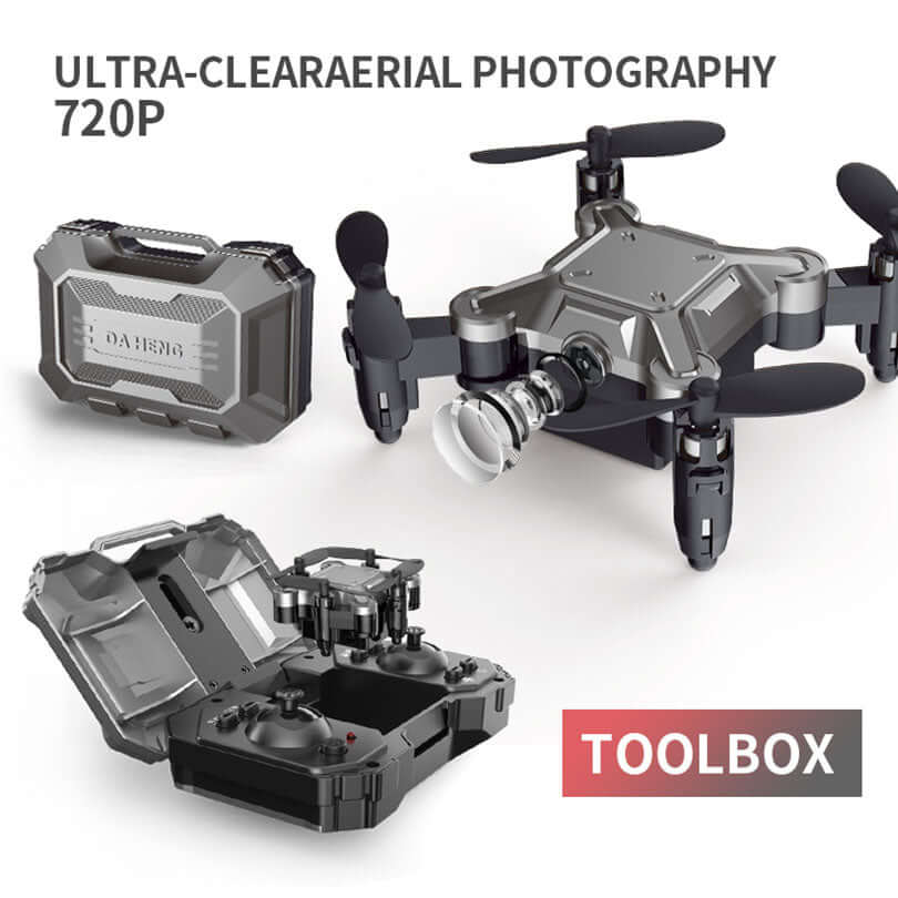 Folded DH-150 mini GPS drone resting on table