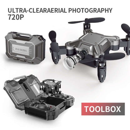 Folded DH-150 mini GPS drone resting on table