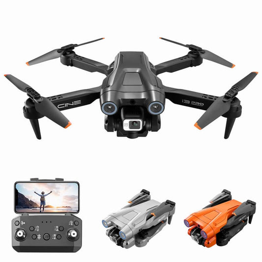 i3 Pro drone front view with foldable design and dual cameras