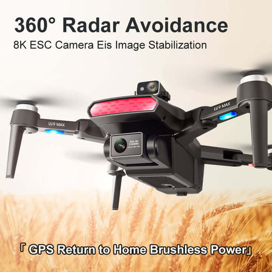 LU9 MAX drone flying with dual cameras