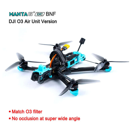Side view of MANTA 6 inch cinematic FPV drone with DeadCat frame