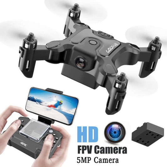 Mini drone flying outdoors with altitude hold