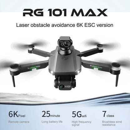 Top angle shot of RG101 MAX foldable quadcopter